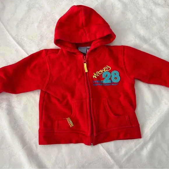 The Wonderful World of Disney Mickey Mouse Full Zip Sweatshirt Red 24M - Picture 1 of 5